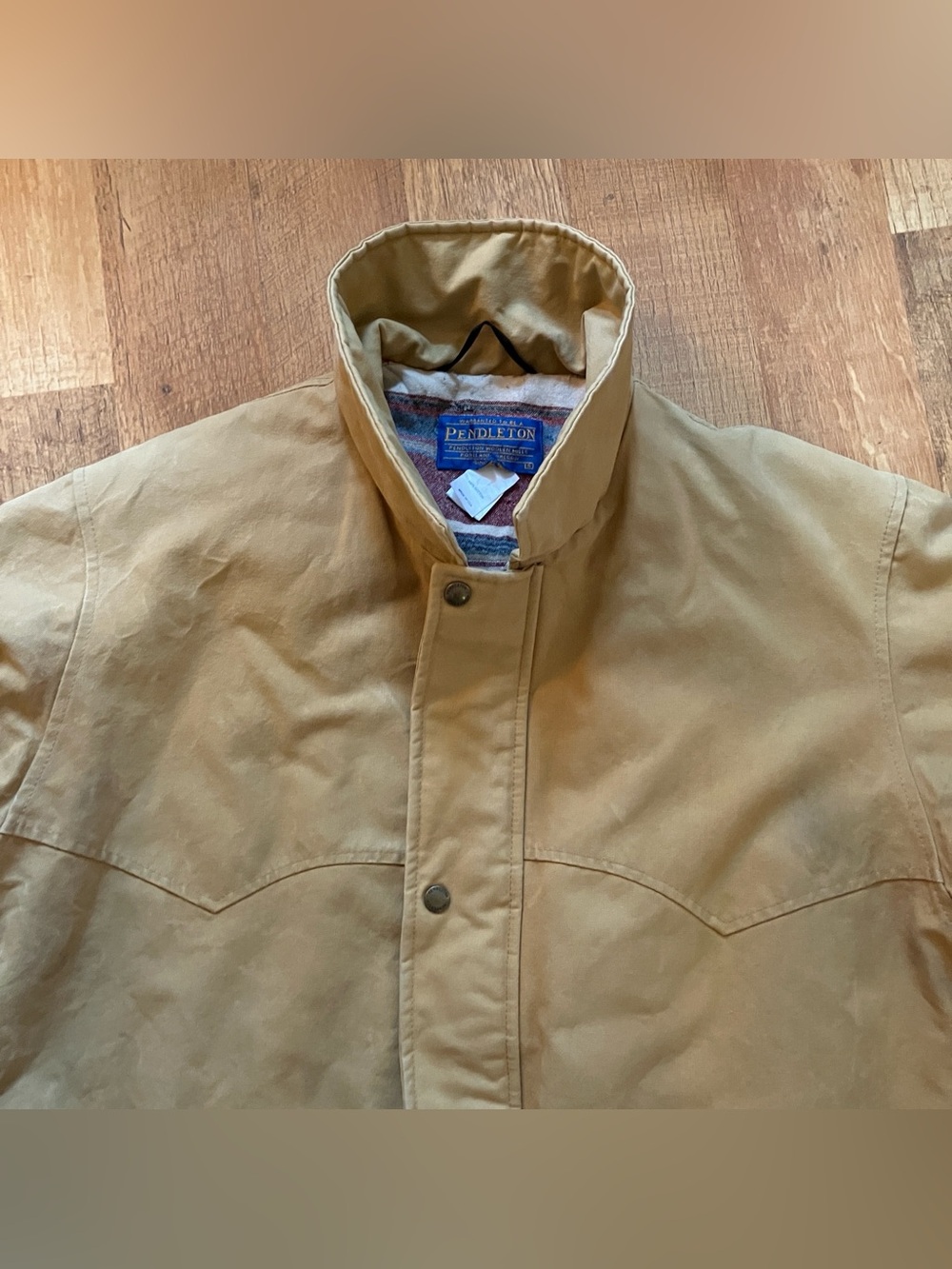 Rare Pendleton Men's Sandstone Canvas Field Jacket with Patterned Lining